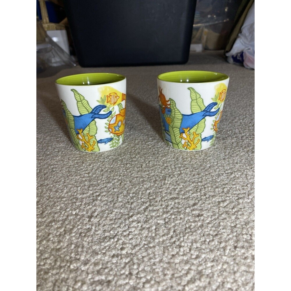 Set of 2 Starbucks 2010 Under the Sea Submarine Coffee Mugs Size 10 oz